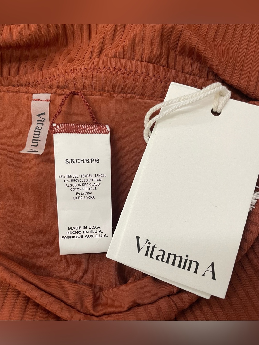 (VA-10) NWT Vitamin A Sienna High-Waist Ribbed Bikini Set Size: 6/Small - Picture 4 of 4